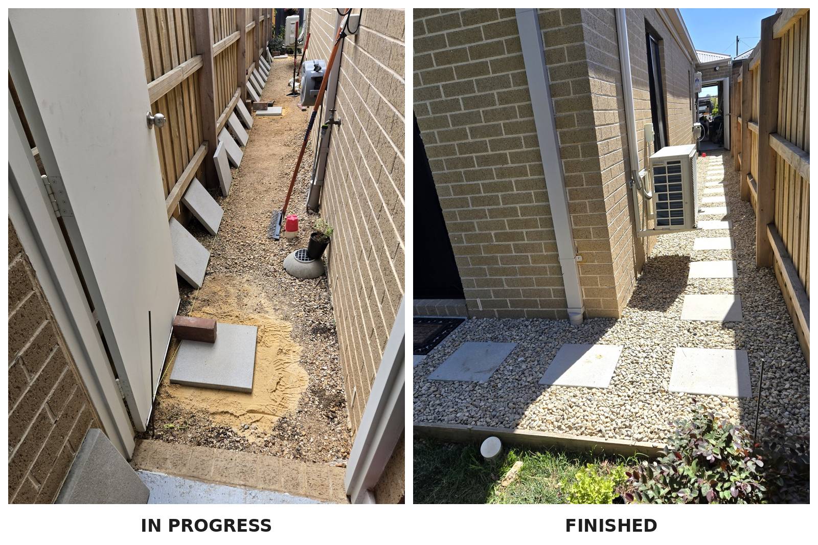 Stepping stone side path: in progress and finished